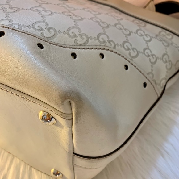 Gucci Guccissima Off White Leather Gg Canvas Tote - Picture 6 of 13
